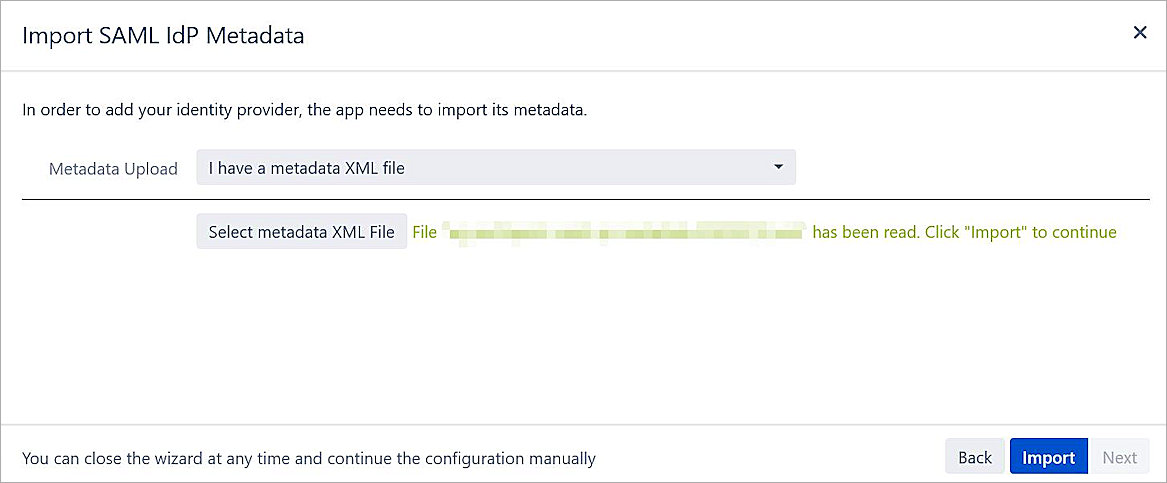 Import SAML IdP Metadata